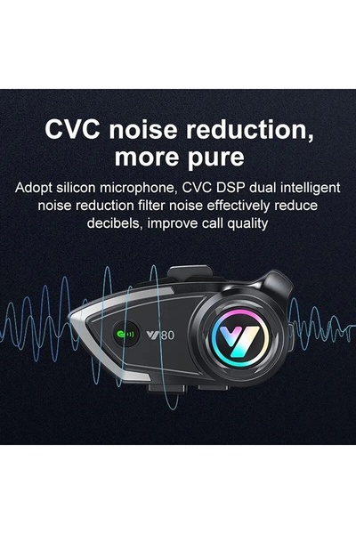 Genel Markalar Y80 Motosiklet Kask Kulaklık Intercom Işıklı Motorsiklet Interkom