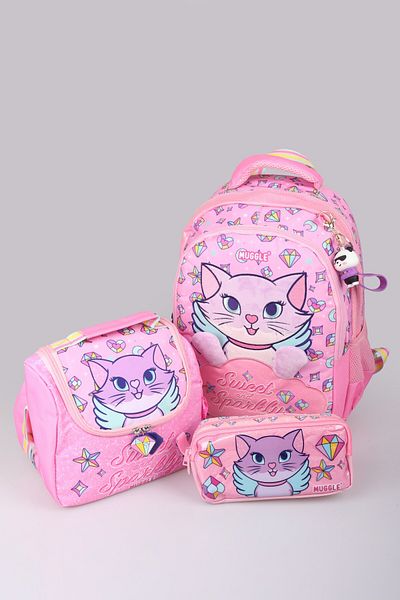 MUGGLE "Sweet and Sparkly Collection" Large Size School Bag, Lunch Box with Thermoses and Castle with Dekomus