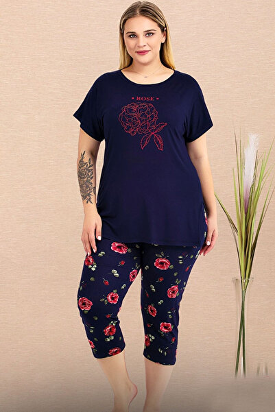 Viselya Σετ πιτζάμες σε μεγάλο μέγεθος Rose Με σχέδιο Navy Blue