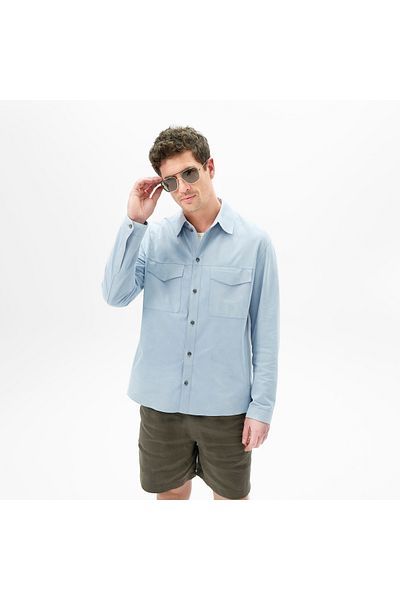 Desa Men's Blue Suede Shirt