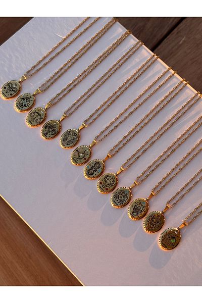 HERCY 316 L Stainless Steel Zodiac Sign Necklace |   Gold Zodiac Sign Necklace |   Steel Zodiac Sign Necklace