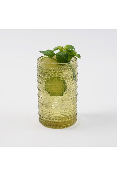 LA MESA 4 Pcs Highball Glass Set, Olive Green 7.5*7.5*12.5 Cm
