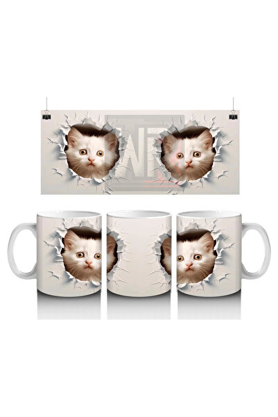 Wisdom Rain قطط بين الجدار المكسور - كوب قهوة مطبوع