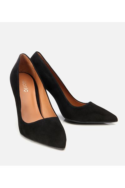 Hotiç Women's Suede Leather Black Stiletto