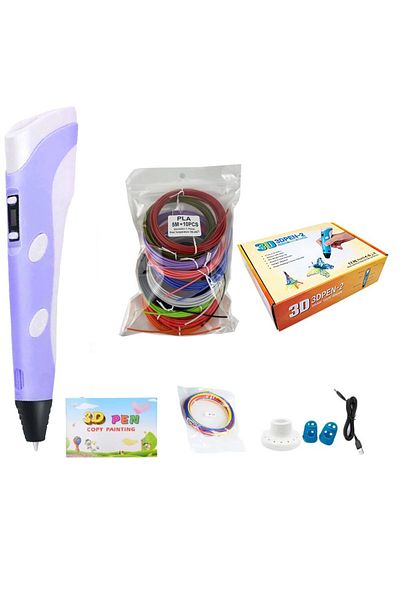 OEM Creion 3D cu filament de 50 m inclus, Violet - Alb/Mov