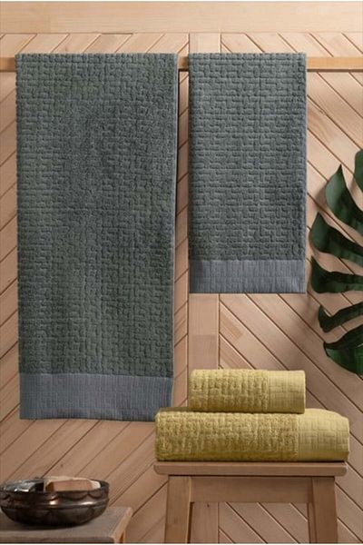 Altınbaşak Bathroom Set Anthracite Mustard