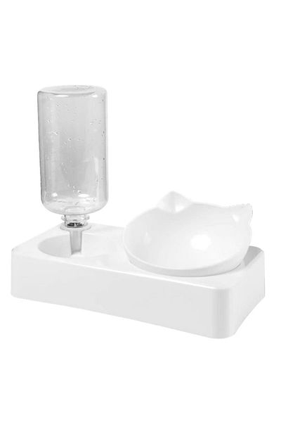 Welora Multifunctional Feed and Water Dispenser for Pets, 15 degree tilt, 0,5 L reservoir, White