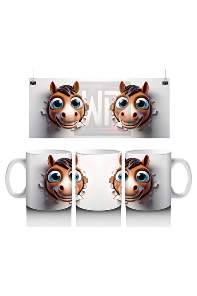 Wisdom Rain تماثيل خرافية على شكل حصان مزدوجة العيون اللطيفة - كوب قهوة مطبوع