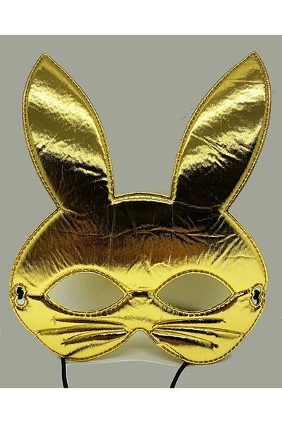 PRATİKOBA Gold Color Fabric Fabrication Rabbit Mask 25x17 Cm