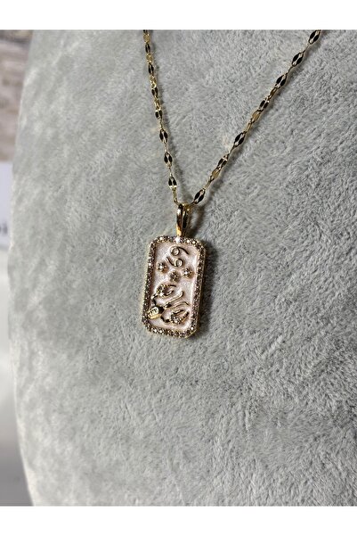 Uzak Işıklar قلادة من الفولاذ برج الحوت من حجر الزركون باللون الذهبي