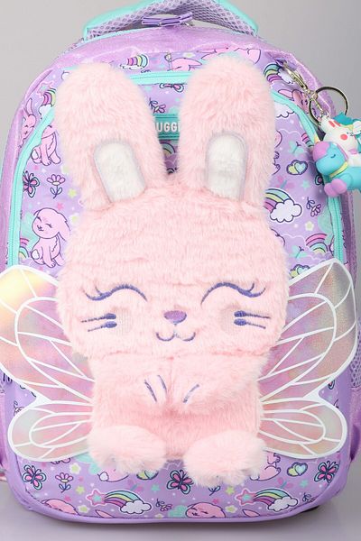 MUGGLE "Dekomus Wet Wipes Gifted" Special Design "Fluffy Bunny Collection" Large Size School Bag