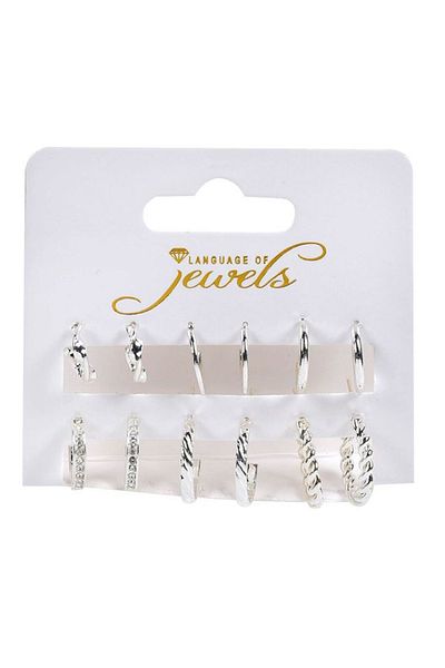 OEM Set of 6 Women's Earrings, Silver
