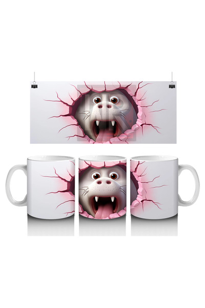 Wisdom Rain ديناصور مصاص الدماء اللطيف ينظر من الأرض المكسورة - كوب قهوة مطبوع