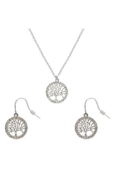 OEM Women's Silver Tree Necklace & Earrings