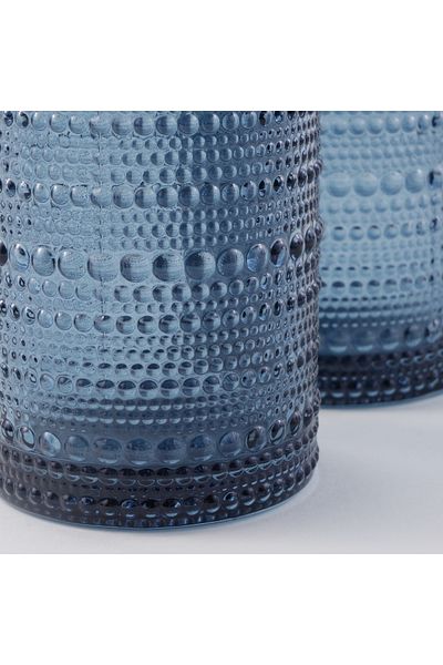 LA MESA 4 Pcs Highball Glass Set, Dark Blue 7.5*7.5*12.5 Cm