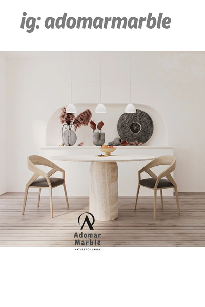 adomarmarblehandmadeandluxury Adomar Traverten Yemek Masası, Özel Ölçü, Gerçe...