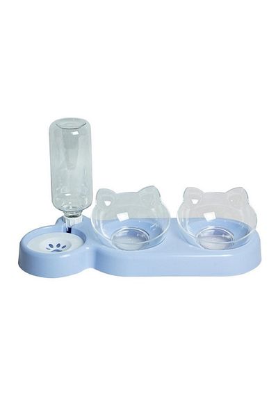 Welora ® Orthopedic Cat Food And Water Bowl, ®, 15 Degree Tilt, 0,5 L Reservoir, Blue