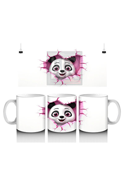 Wisdom Rain الباندا اللطيفة تنظر في الشق مع القلب - كوب قهوة مطبوع