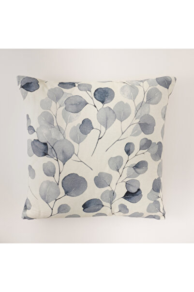 Cottage وسادة قطنية بنقشة أوراق الشجر 50*50 سم، أزرق
