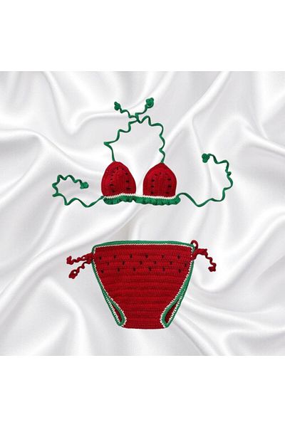 Charme Elegant Hand Knitted Baby Watermelon Bikini Set