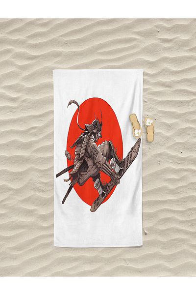 Home Samurai Skater Patterned Digital Printed Teenage Boys Beach Bath Towel