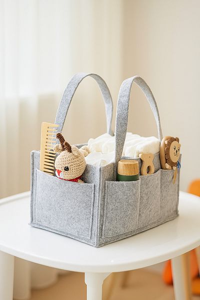 YUNUSOĞLU HOME Mother Baby Felt Care Bag Organizer Organizer Multi-Purpose for Newborn