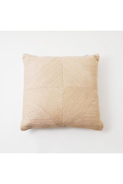 Boutique Blanche solid beige cotton pillow 45*45*15cm