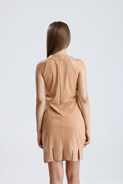 Sense Lined Cutout Detailed Stone Embroidered Mini Dress – Sparkling Minimalism |   36085 Biscuits