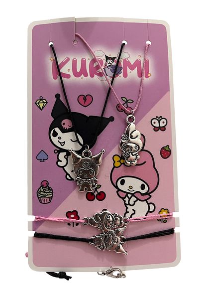 alpikom Kuromi and Melody Theme 4-Piece Necklace and Bracelet Set