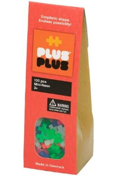 Plus Plus Construction Building Toy, Open Play Set - 100 Piece - Neon Color Mix