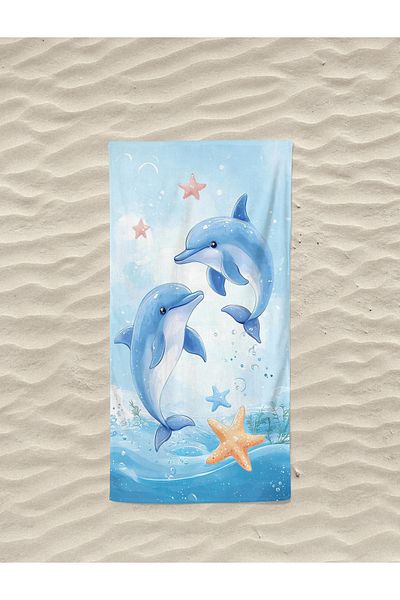Erays Home Cute Dolphins Marine Beach Towel Unisex Beach Sea Towel Summer Towel