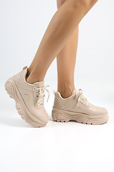 Encool Béžové dámské ležérní tenisky Stylová vysoká podrážka – s barevnými variantami