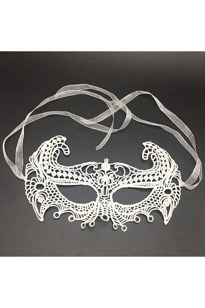 PRATİKOBA White Color Lace Cut Lace Embroidered Prom Party Mask No 1