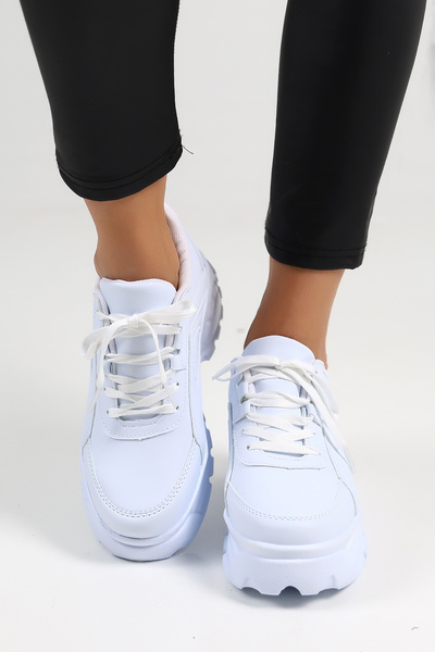 Encool Bílé dámské ležérní tenisky Stylová vysoká podrážka – s barevnými variantami