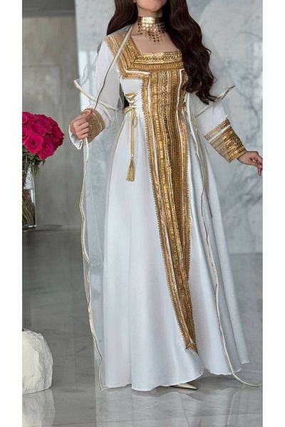 4YOU White royal caftan with gold embroidery