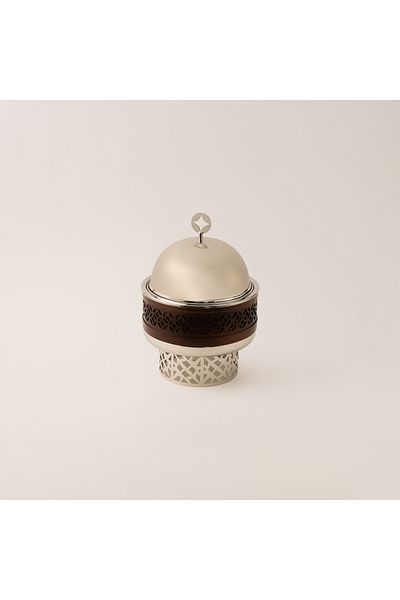 LA MESA small food server with stand in silver metal 1.5 L