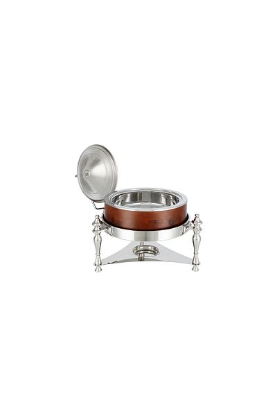 LA MESA Woood Pot Chafing Dish With Side Hanger - 3L - Nickel Plated