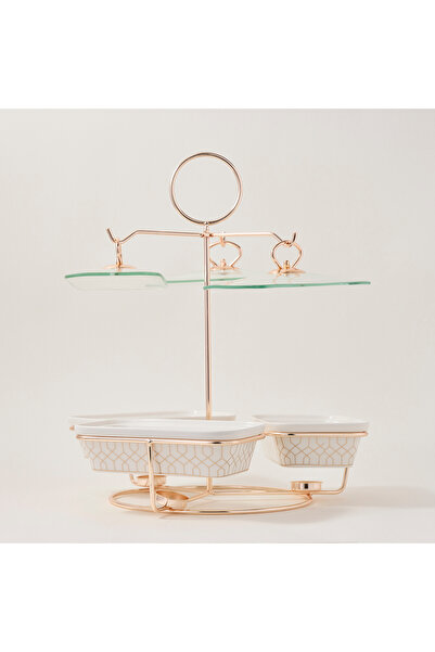 LA MESA 3 Pcs Rectangle Food Warmer With Stand