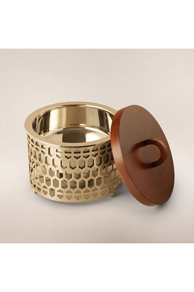 LA MESA Stainless Steel Food Warmer 5L With Wooden Lid, Silver