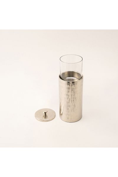 LA MESA large silver metal container 11*11*34 Cm