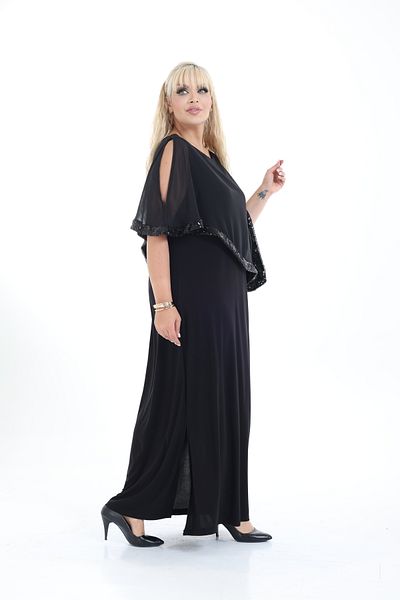 ADASTYLE Sequin Detail, Cape Evening Dress, Special Occasion Dress Plus Size