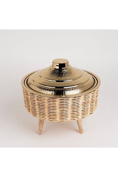 Generic Large Bamboo Basket With Jar Gold