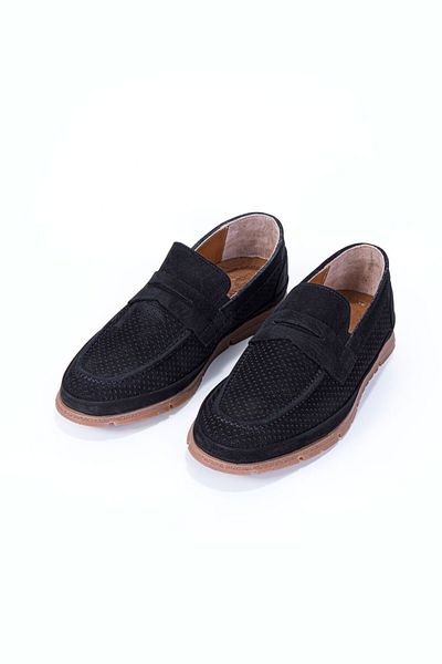 Vantaggio Ανδρικά Loafer παπούτσια Nexar Black Nubuck 100% γνήσιο δέρμα