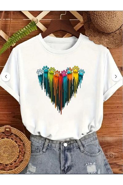 FAEL LİFE Women / Girls Wide Cut Thsort Owersiz Color Patiler Printed