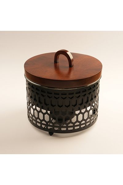 LA MESA Stainless Steel Food Warmer 5L With Wooden Lid, Black