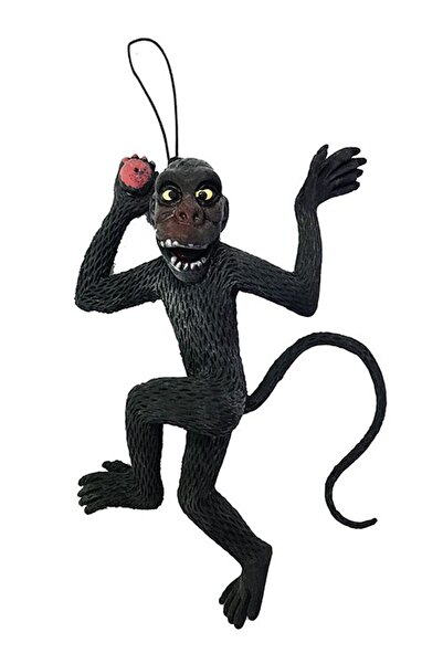 Skygo Siyah Renk Yumuşak Plastik Şaka Şempanze Maymun Anahtarlık Şaka Malzemesi