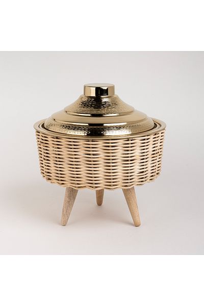 Generic Small Bamboo Basket With Jar Gold