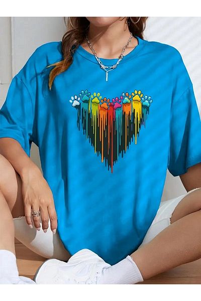 FAEL LİFE Women / Girls Wide Cut Thsort Owersiz Color Patiler Printed