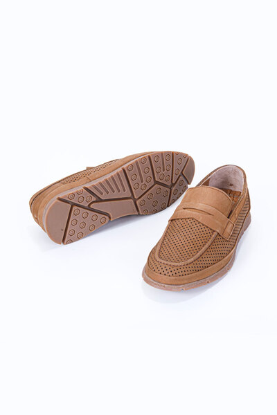 Vantaggio Nexar Tan Nubuck 100% Genuine Leather Men's Loafer Shoes