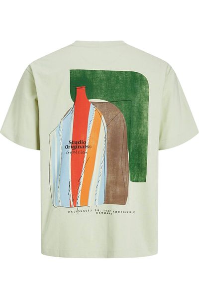 Jack & Jones Tricou JACK & JONES Αφηρημένο Πίσω Τύπωμα Πάρου - 12273385-Celadon Tint